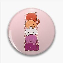 New Orange Lesbian Pride Flag Kawaii Cats Pin
