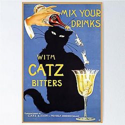 Whimsical vintage liquor  black cat ad for bitters Poster