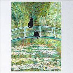 Monet's The Water Lily Pond Bridge with the Cats Poster