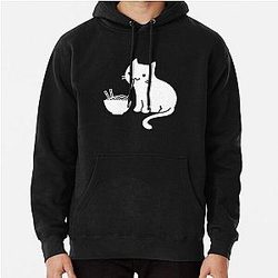Cute Cat Eating Ramen Pullover Hoodie