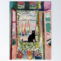 Cat Print Matisse Open Window Poster