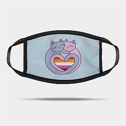 Lesbian Face Masks - Lesbian Flag Heart Cats Kawaii Mask TP1503