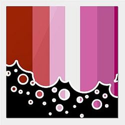 Lesbian Posters - Lesbian Pride Flag Falling Bubbles Silhouette on Black Poster TP1503
