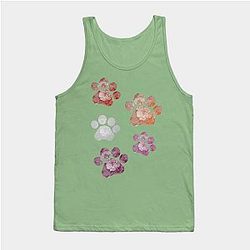 Lesbian Tank Tops - Subtle Floral Paw Prints Flag Tank Top TP1503