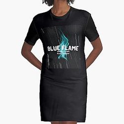 Le Sserafim - Blue Flame Graphic T-Shirt Dress