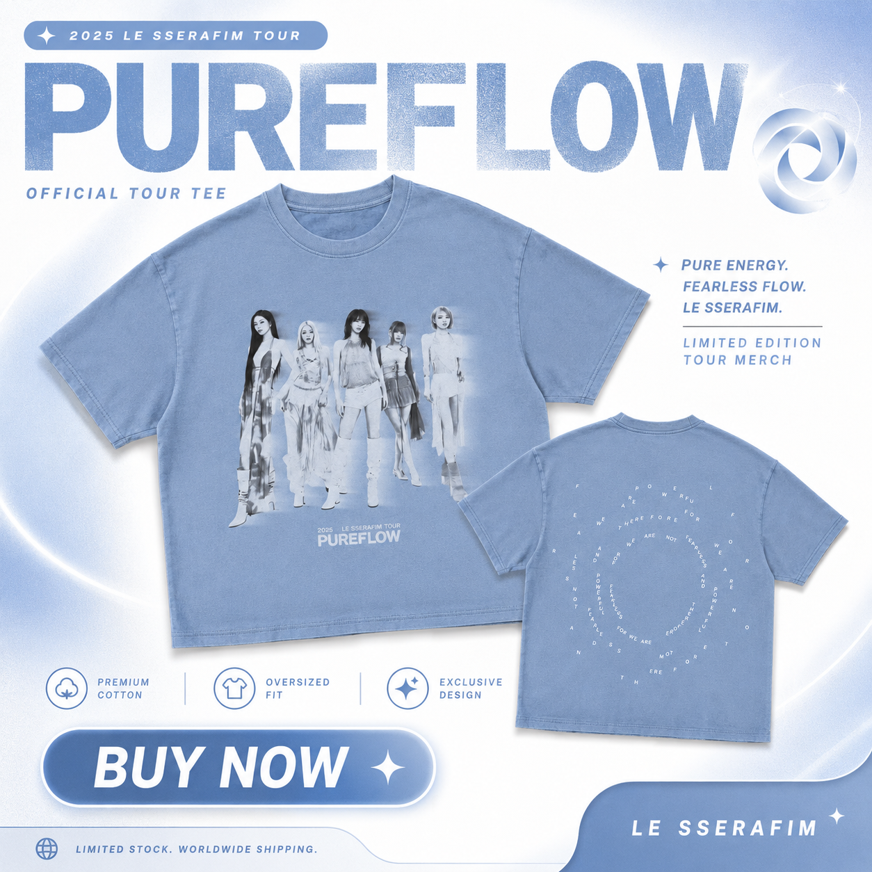 Le Sserafim 2026 Pureflow Tour HTCT2907 Le Sserafim T-Shirts