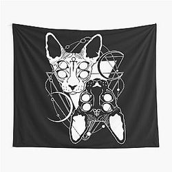 Sphynx cats with ankh and Leviathan symbols Tapestry