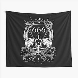 666 With Skulls, Serpents & Leviathan Cross Tapestry