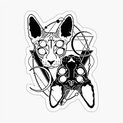 Sphynx cats with ankh and Leviathan cross symbols Stickers