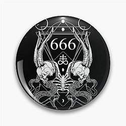 666 with Skulls Serpents and Leviathan Cross Pin