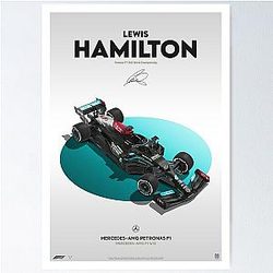 Lewis Hamilton F1 2021 Mercedes Car Design Poster