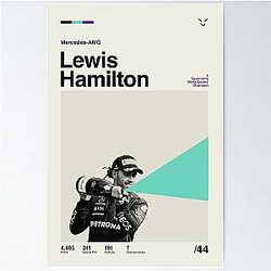 Lewis Hamilton Modern Mid Century Poster Poster