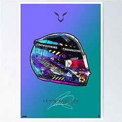 F1 2021 Lewis Hamilton - Special British GP Mercedes Crash Helmet Artwork Poster
