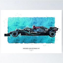 Lewis Hamilton Mercedes W11 Car F1 Art Print Poster