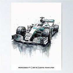 Lewis Hamilton 2018 F1 Car | Mercedes W09 | Art | Gift  Poster