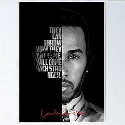 Black and white Lewis Hamilton motivational quote. Poster
