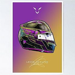 F1 2021 Lewis Hamilton's Mercedes Crash Helmet Artwork Poster