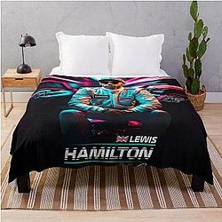 The Legendary Lewis Hamilton - Retro Art Throw Blanket