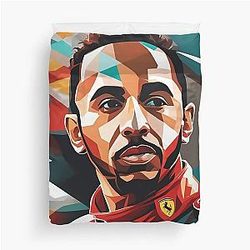 Lewis Hamilton Ferrari Style Overhauls Abstract Artwork Duvet Cover
