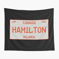 Lewis Hamilton first win license plate black Tapestry