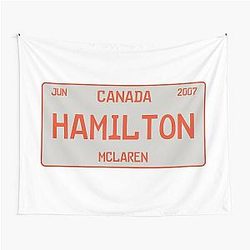 Lewis Hamilton first win license plate white Tapestry