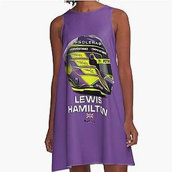 Lewis Hamilton -  Helmet 2024 - Purple A-Line Dress