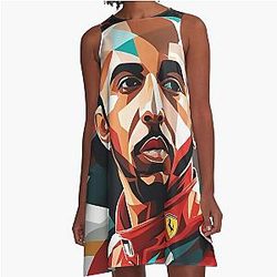 Lewis Hamilton Ferrari Style Overhauls Abstract Artwork A-Line Dress