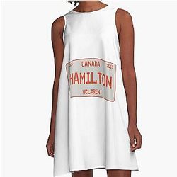 Lewis Hamilton first win license plate white A-Line Dress