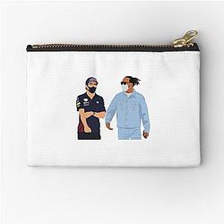 Sergio Checo Perez and Lewis Hamilton ahead of the 2021 Baku Grand Prix  Zipper Pouch