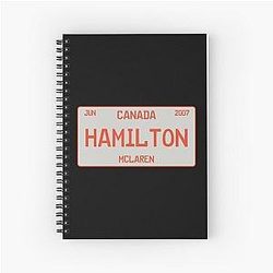 Lewis Hamilton first win license plate black Spiral Notebook