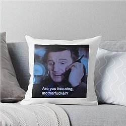 Liam Neeson is on the phone throw pillow
