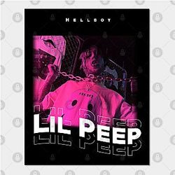Lil Peep Posters - Lil Peep Pink Hellboy (Lil Peep Hellboy; Lil Peep T-Shirt, Aesthetic Lil Peep).Poster
