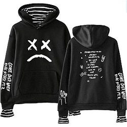 Lil Peep Hoodies - Come Over When You’re Sober SAD FACE Pullover Hoodie