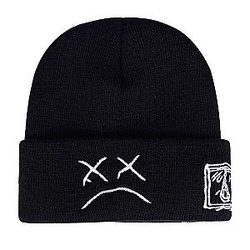 Lil Peep Beanies - Lil Peep beanie cap Sad boy face knitted hat for winter