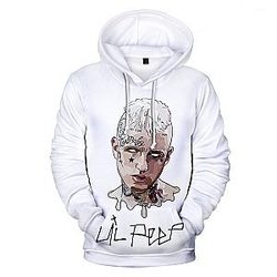 Lil Peep Hoodies - Lil Peep White Crybaby 3D Printing Graphic Hoodie