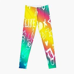 Lil Peep Leggings - Lil Peep Pattern 2 x Light Aesthetic Rainbow Leggings