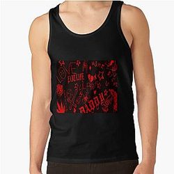 Lil Peep Tank Tops - Lil Peep Pattern 2 x Blood Red Tank Top