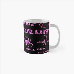 Lil Peep Mugs - Lil Peep Pattern 2 x Neon Grapefruit Pink Classic Mug