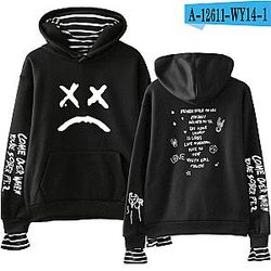 Lil Peep Hoodies - Lil Peep Print Fake Two Pieces Sweatshirts Hoodies