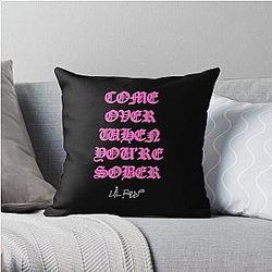 Lil Peep Pillows Cover - Come Over When You're Sober Lil Peep Pink Merch Throw Pillow Cover