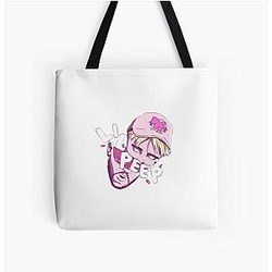 Lil Peep Bags - Pink Cry Lil Peep All Over Print Tote Bag
