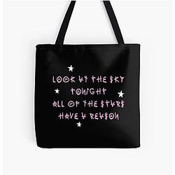 Lil Peep Bags - Lil Peep Star Shopping Lyrics Handwritten All Over Print Tote Bag
