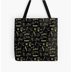 Lil Peep Bags - Lil Peep Tattoos Yellow All Over Print Tote Bag