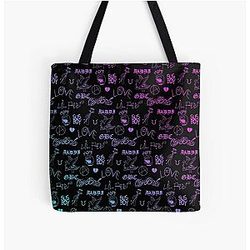 Lil Peep Bags - Lil Peep Tattoos Neon All Over Print Tote Bag