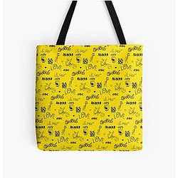 Lil Peep Bags - Lil Peep Tattoos Yellow All Over Print Tote Bag