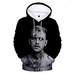 Lil Peep Hoodies - Lil Peep Black 3D Printed Graphic Pullover Hoodie