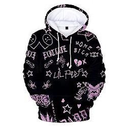 Lil Peep Hoodies - Lil Peep 3D Printing Doodle Pullover Hoodie