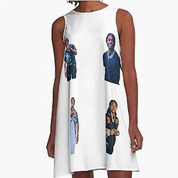 Lil Tjay Sticker Pack | Lil Tjay Stickers / Pin A-Line Dress