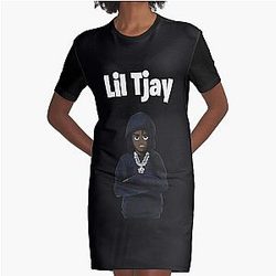 Lil Tjay Cartoon Hoodie Graphic T-Shirt Dress