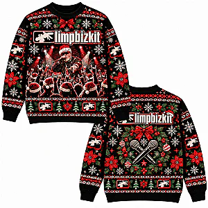Fred Durst Crowd & Wreath Microphones Christmas LA1510 Limp Bizkit Sweatshirts